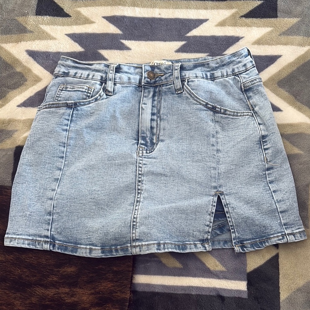 Zara Blue Mini Skirt with Slit Casual